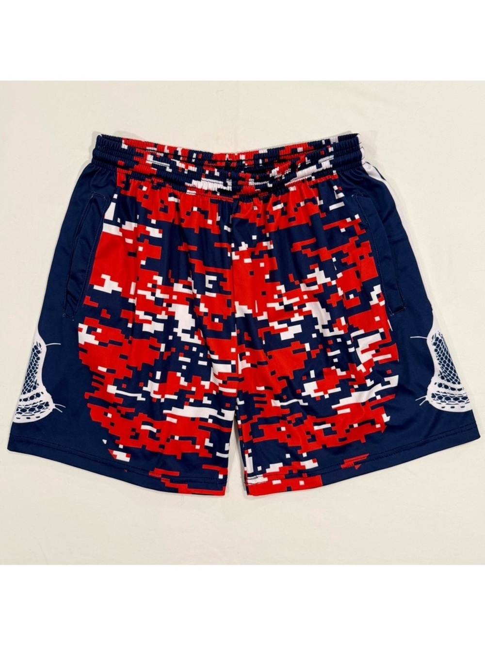 ChalkTalk Sports Lacrosse Shorts Mens Small Beckett Patriotic Digital Camo USA